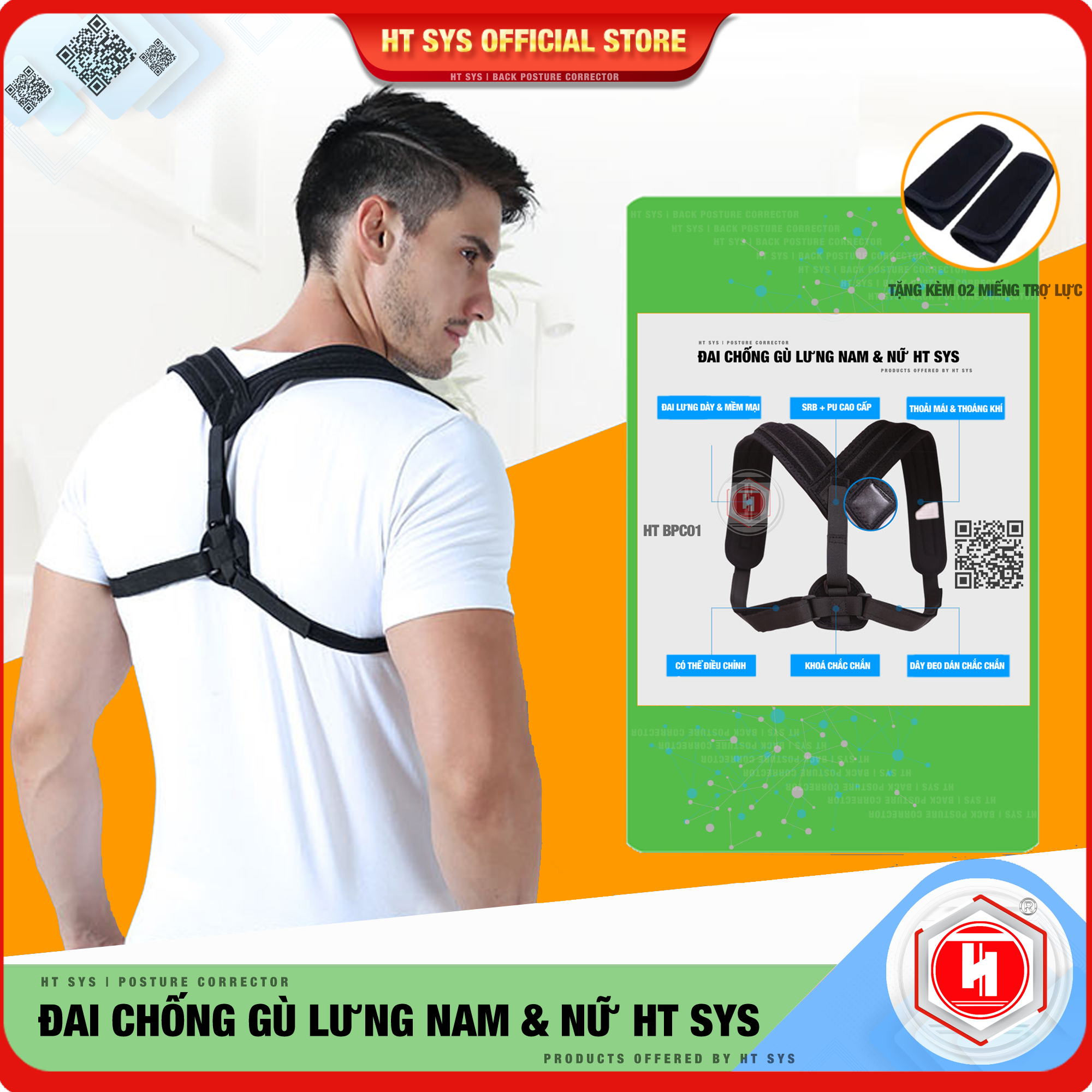 Đai chống gù lưng nam nữ HT SYS Back Posture Corrector- Giúp định hình cột sống - Điều chỉnh tư thế của lưng - Phù Hợp Với Mọi Độ Tuổi - hỗ trợ chữa trị Hiệu Quả Chứng Gù Lưng, Lưng Tôm, Cong Vẹo Cột Sống