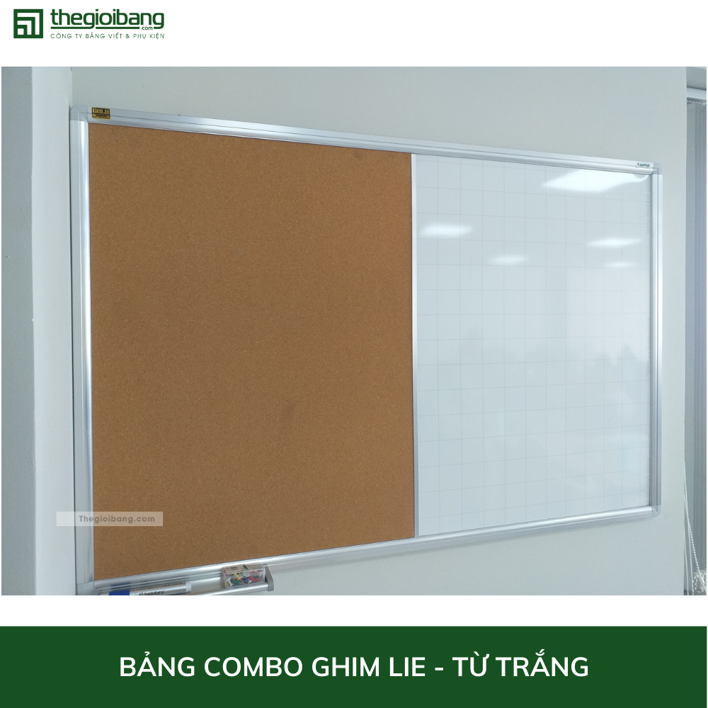 Bảng Combo Ghim Lie - Từ Trắng Khung Nhôm - Bảng Tân Hà - KT 80x120cm - Tặng Phụ Kiện