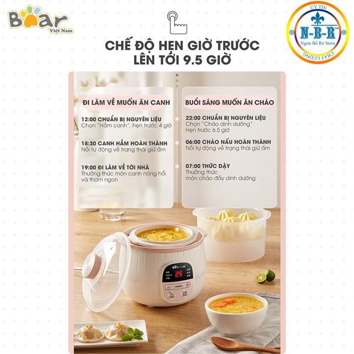 Nồi nấu cháo, Ninh, Hầm, Hấp cách thủy BEAR 4 IN 1 - HÀNG CHÍNH HÃNG