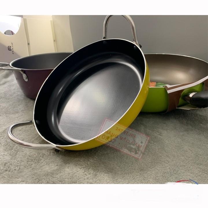 Chảo chống dính 2 quai 22cm có tay cầm siêu bền - chảo chống dính chiên xào loại tốt cao cấp