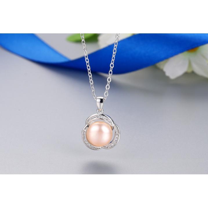 Mặt Dây Chuyền Bạc S925 Đính Hạt 10 Ly Trẻ Trung - Trường Thịnh Ngọc Trai