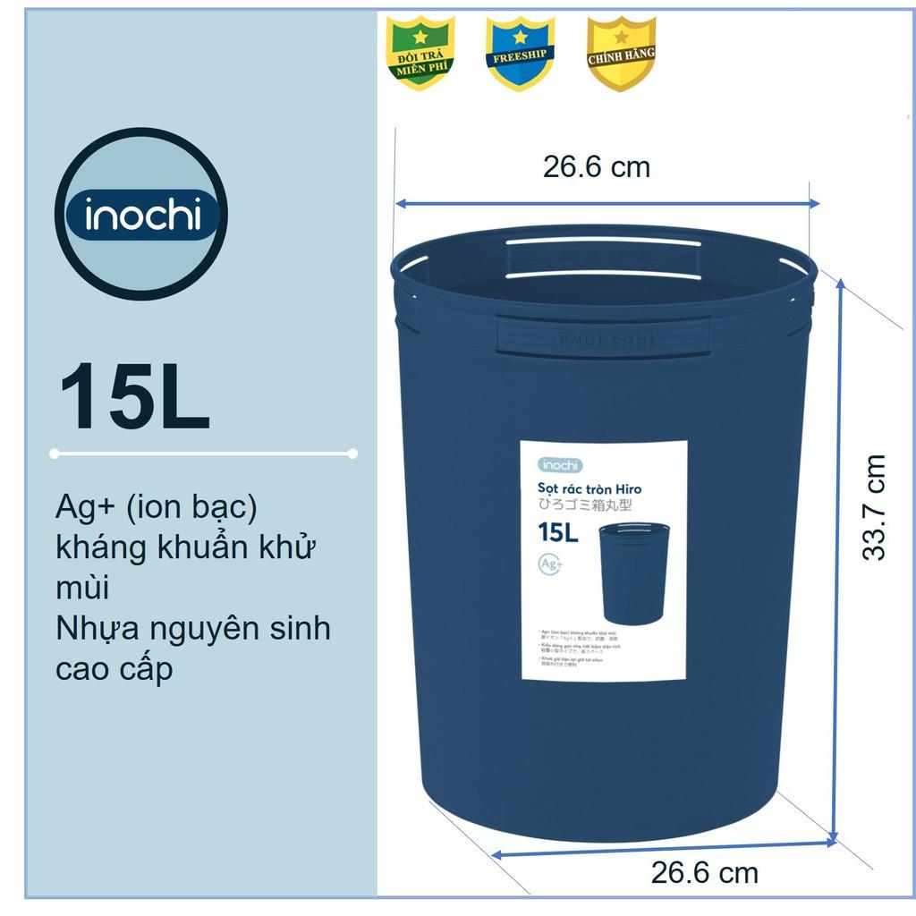 Thùng Rác mini , Nhựa Tròn Inochi 15 Lít Màu Rất Đẹp Làm Sọt Rác Văn Phòng, Khách Sạn, Đựng Rác Gia Đình SR15L