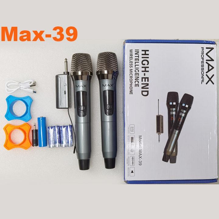 Micro Không Dây Karaoke Max 19 &amp; Max 39, Mẫu Mới 2021, Màn Hình LED, Chống Hú Tốt, Hát Nhẹ, Sóng Mạnh, Âm Thanh Cực Hay