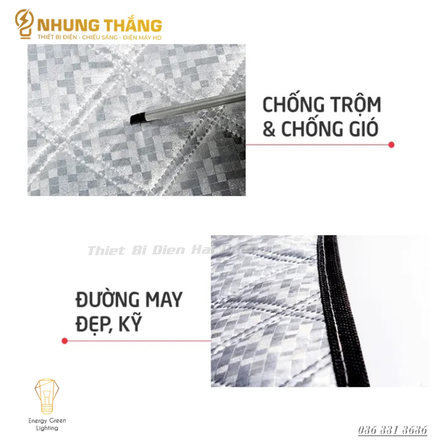 Bạt Phủ Che Nắng R-3906 - Chống Nóng,Cách Nhiệt Kính Lái , Phủ Gương Ô Tô Xe Hơi - 3 Lớp Tráng Bạc Cao Cấp - CÓ VIDEO
