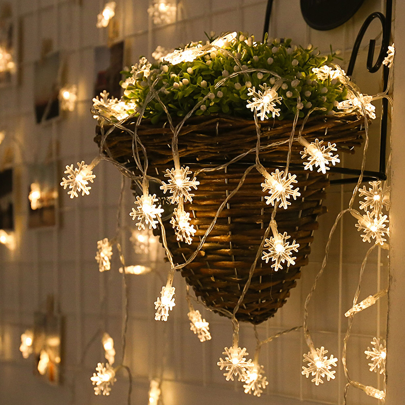 Dây đèn led hình bông tuyết xinh xắn dùng trang trí phòng, lễ giáng sinh, tết dây dài 3m