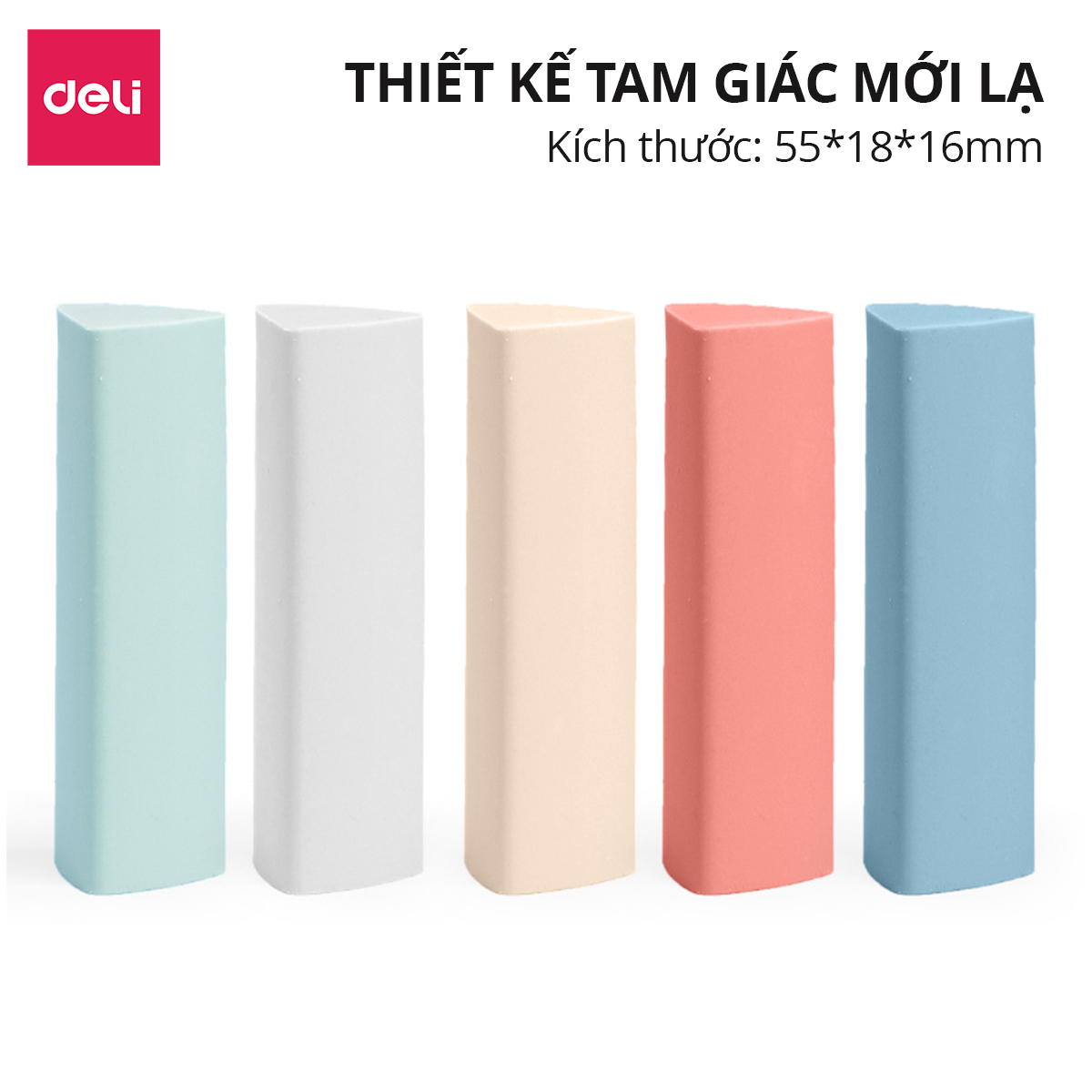 Gôm Tẩy Chì Tam Giác Dạng Kéo Màu Pastel Deli - Không Dính Tay, Không Bụi Bẩn Tiện Dụng Cho Học Sinh - Màu Ngẫu Nhiên