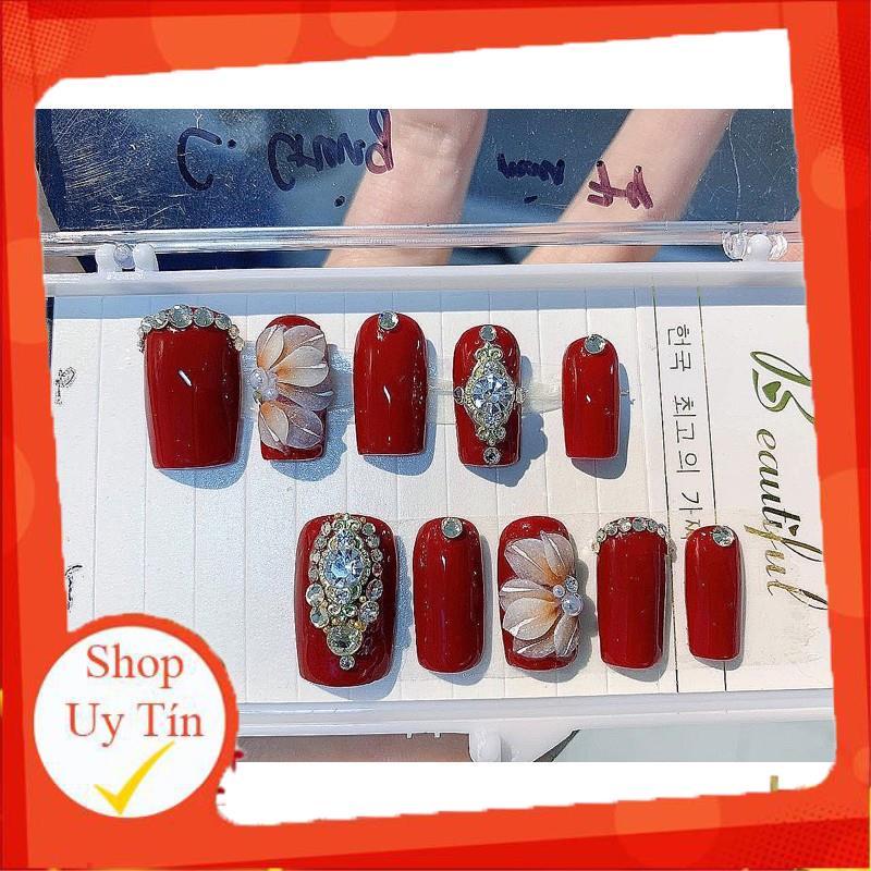 Hoa bột nail gắn móng tay | Hoa cúc ruby gắn đá ( set 2 bông/10 bông ) - 10