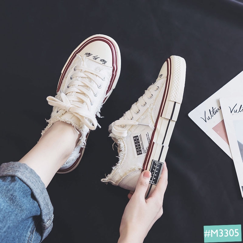 Giày Thể Thao Nữ MINSU M3305 Giày Sneaker Bata Hàn Quốc Style Rách Cho Bạn Gái Năng Động, Cá Tính Khi Đi Chơi, Đi Học