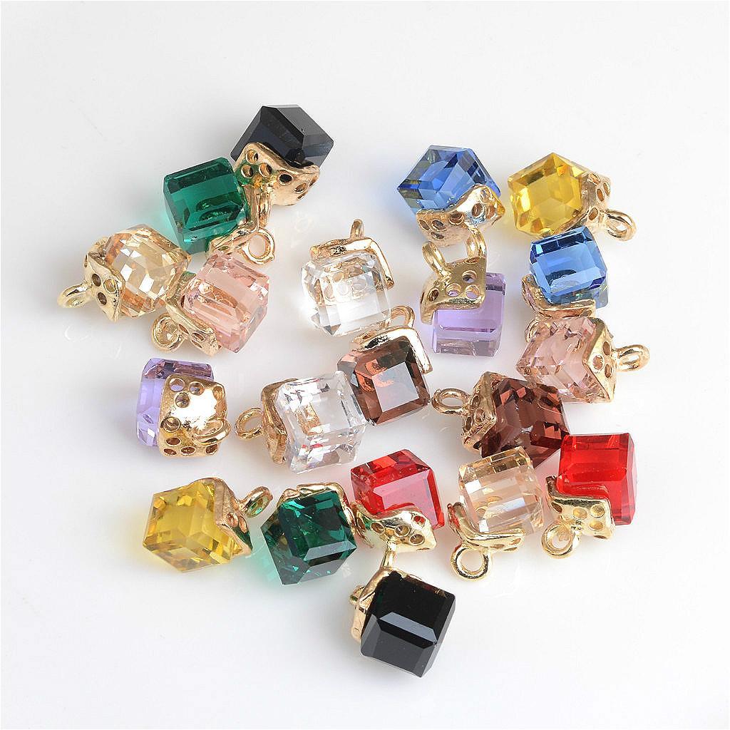 20 Pieces Multicolor Acrylic Cube Charms Pendants for DIY Jewelry Making Crafts