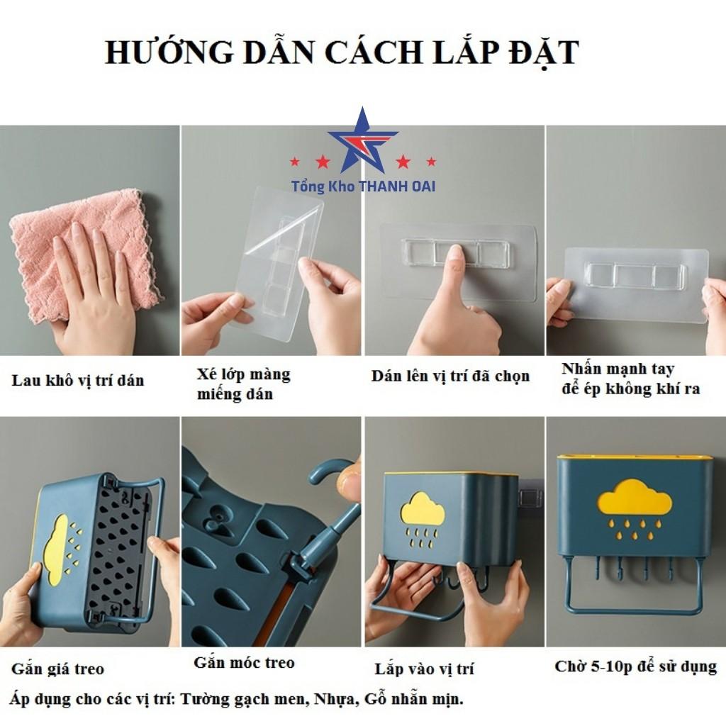 Ống đựng đũa treo tường có nắp hình đám mây đậy tiện dụng