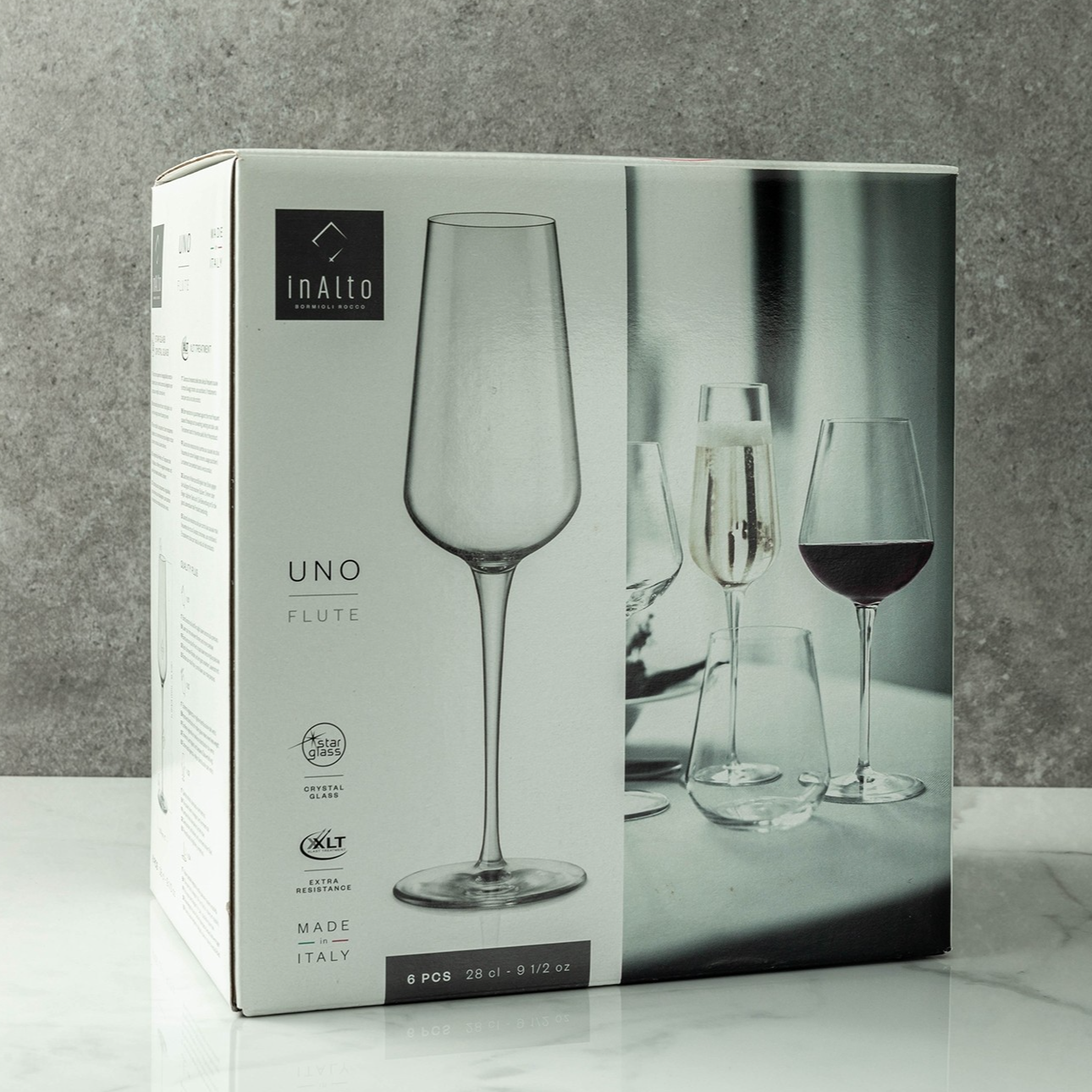 Bộ 6 Ly Vang Sâm Panh Thủy Tinh Cao Cấp Dung Tích 280 ml Bormioli Inalto 365740 - Sản xuất tại Ý
