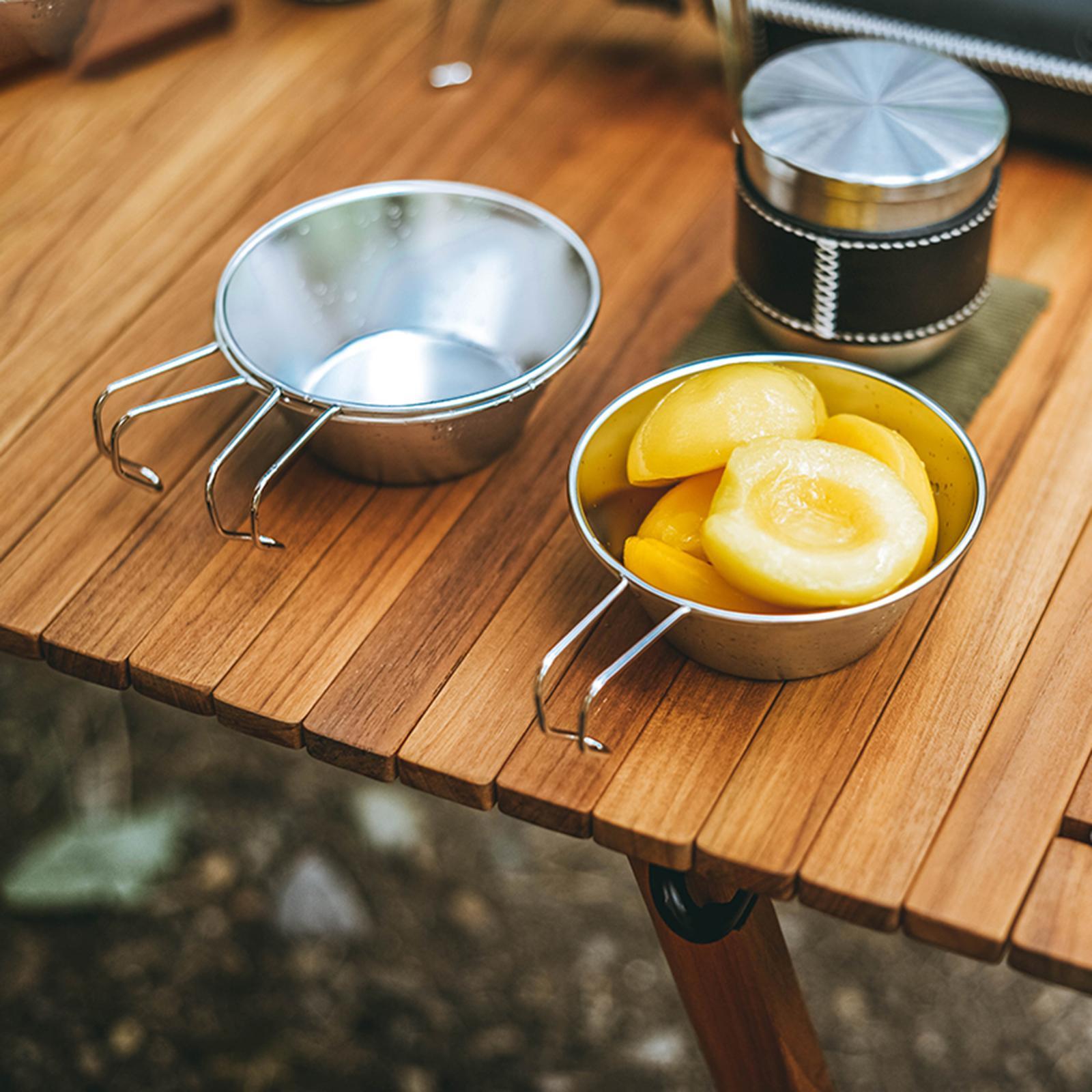 Stainless Steel Camping Bowl Outdoor Cookware with Folding Handle Utensil for Picnic Hiking BBQ Barbecue Travel