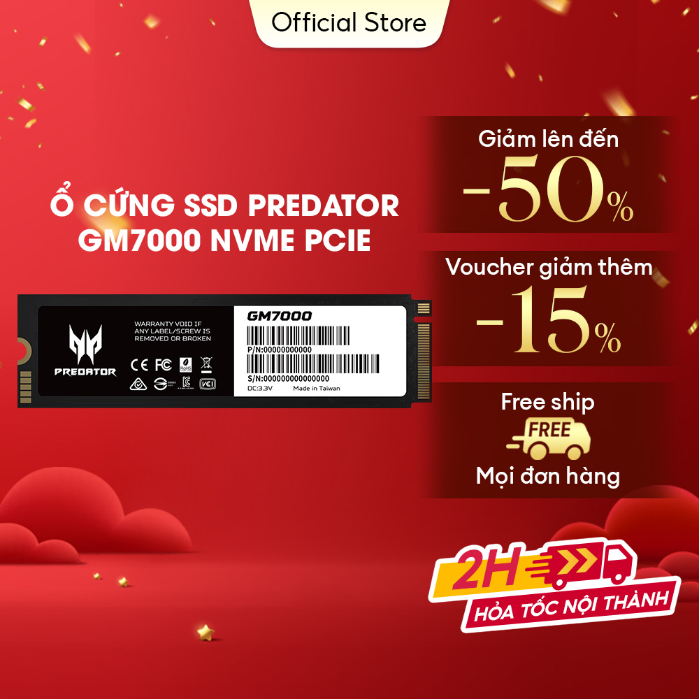 Ổ cứng Acer SSD Predator GM7000 NVMe PCIe Gen4 Gaming Tốc độ đọc 7400 MB/s - HÀNG CHÍNH HÃNG Bảo hành 5 năm
