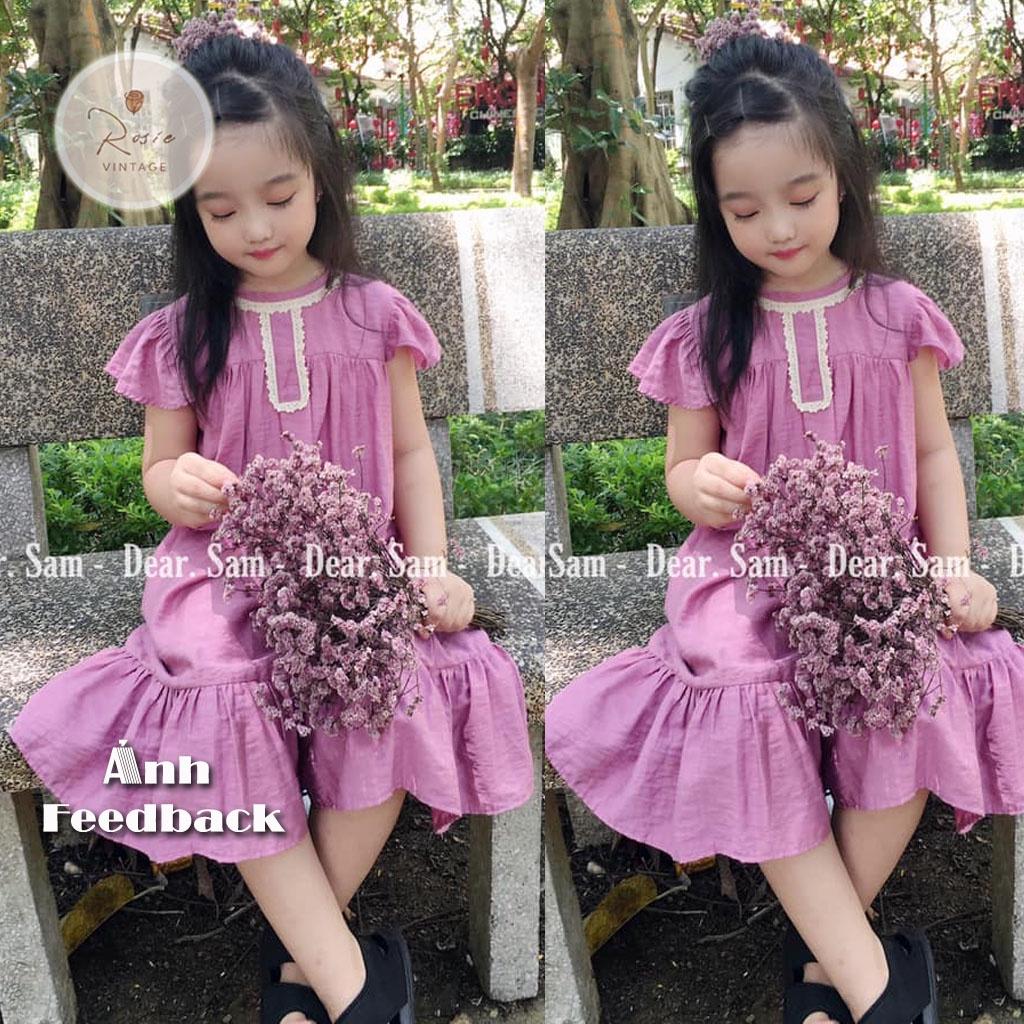 Váy cánh tiên hồng tím Pastel ROLIA Anne Dress Vintage chất vải mềm mát cho bé từ 9-38kg V32