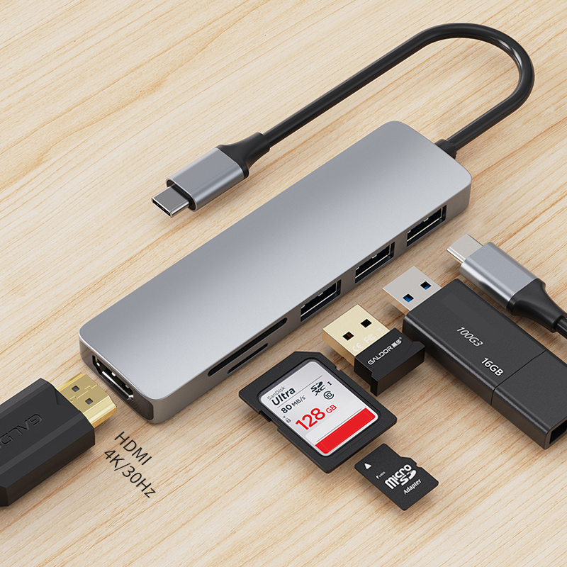 Bộ Chuyển Đổi Đa Năng USB Type C 6 in 1 Adapter