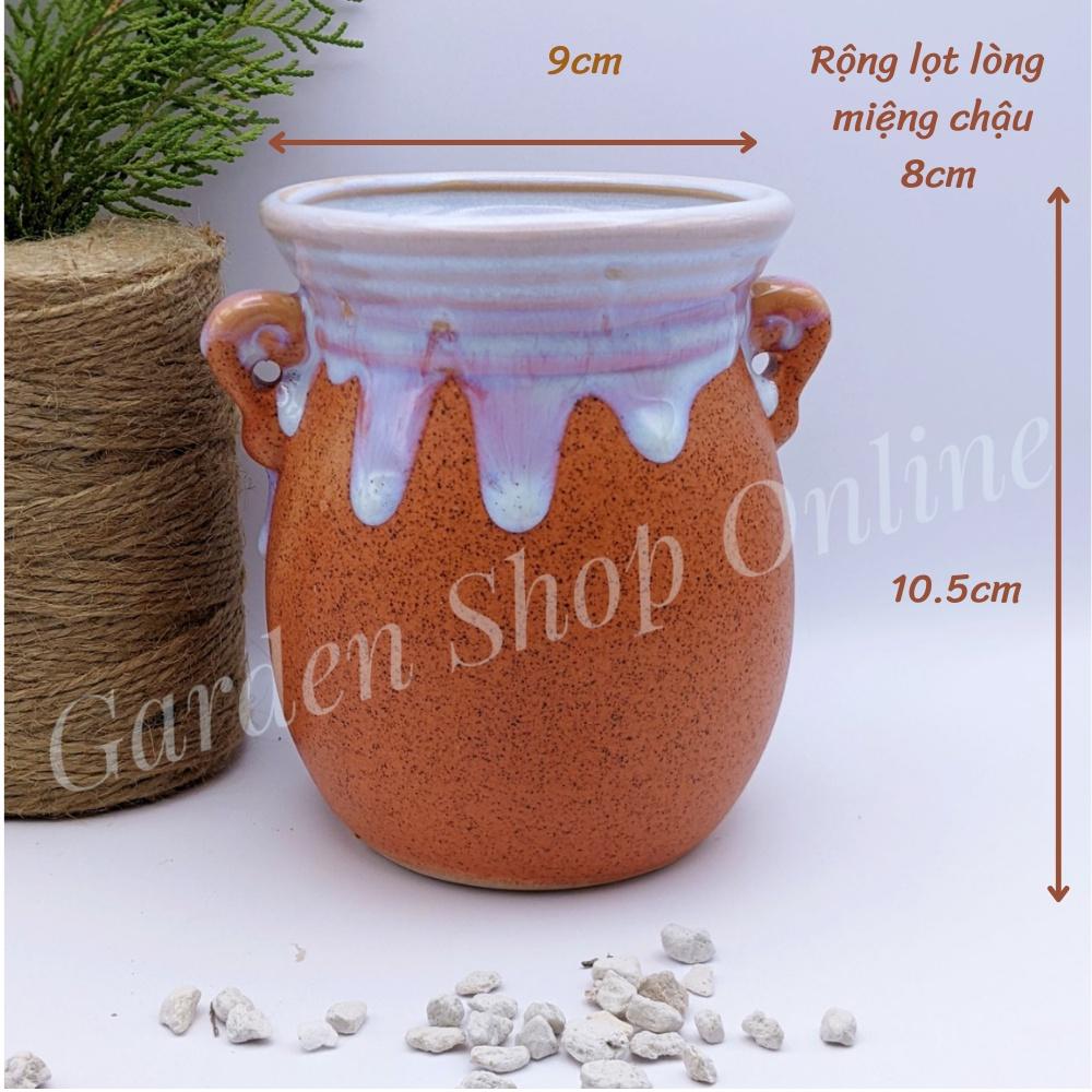 Bộ chậu trồng cây gốm sứ kiểu bình đứng nhiều màu hàng đẹp