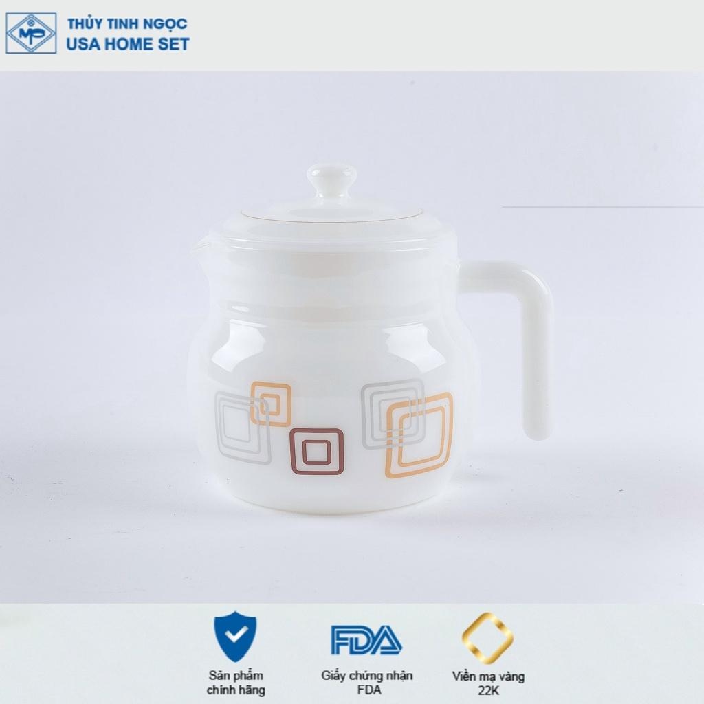 Ấm café 1.4L viền vàng 22K các mẫu hoa văn Thủy Tinh Ngọc USA Homeset cao cấp nhập khẩu chính hãng