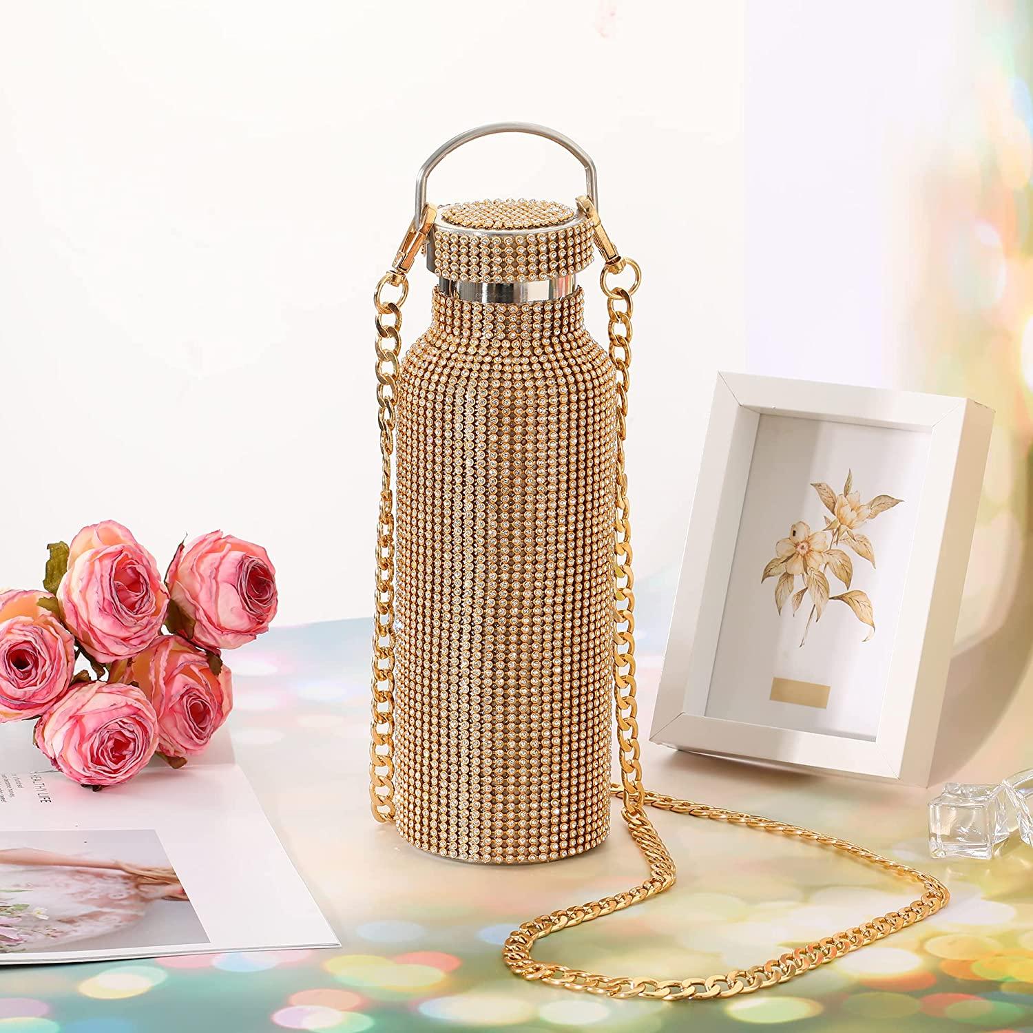 Lấp Lánh Cách Nhiệt Bình Chân Không Lấp Lánh Bình Giữ Nhiệt Có Dây Chuyền Lọ Nước Dành Cho Nữ