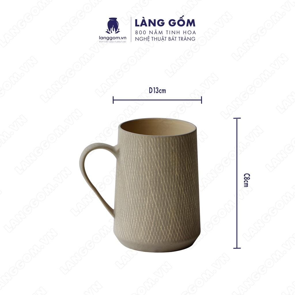 Cốc giữ nhiệt men mát kiểu gại, dung tích 600ml, gốm sứ Bát Tràng cao cấp, dùng uống nước, trà, cà phê - LÀNG GỐM