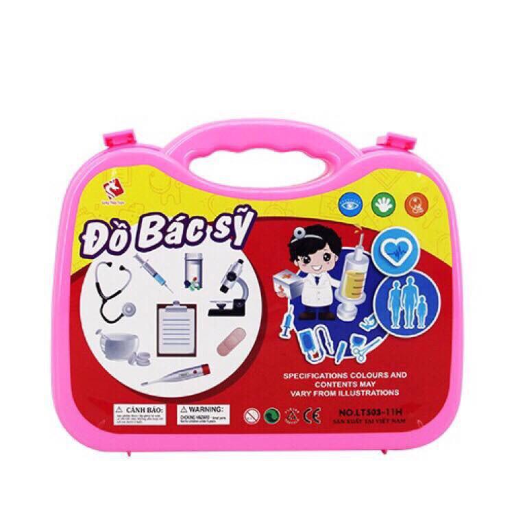 Đồ Chơi Vali Bác Sỹ Màu Hồng Cho Bé Bằng Nhựa Hàng Việt Nam