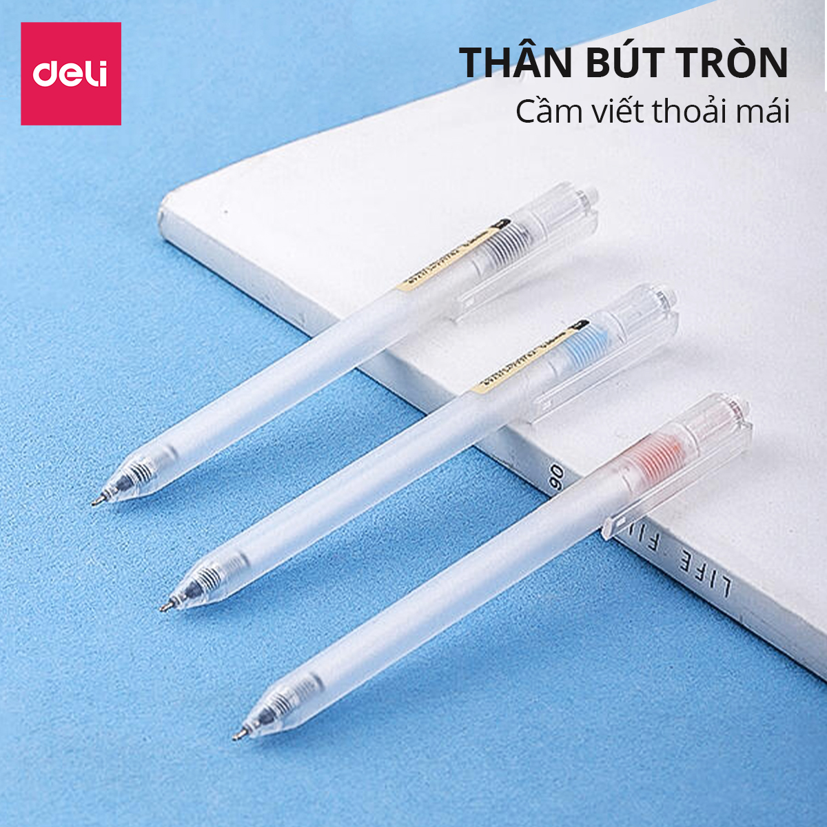 Bút Gel Bấm Bút Bi Nước Mực Màu Đen Deli Phù Hợp Viết Sổ Calligraphy Ngòi 0.38mm Dành Cho Văn Phòng Học Sinh