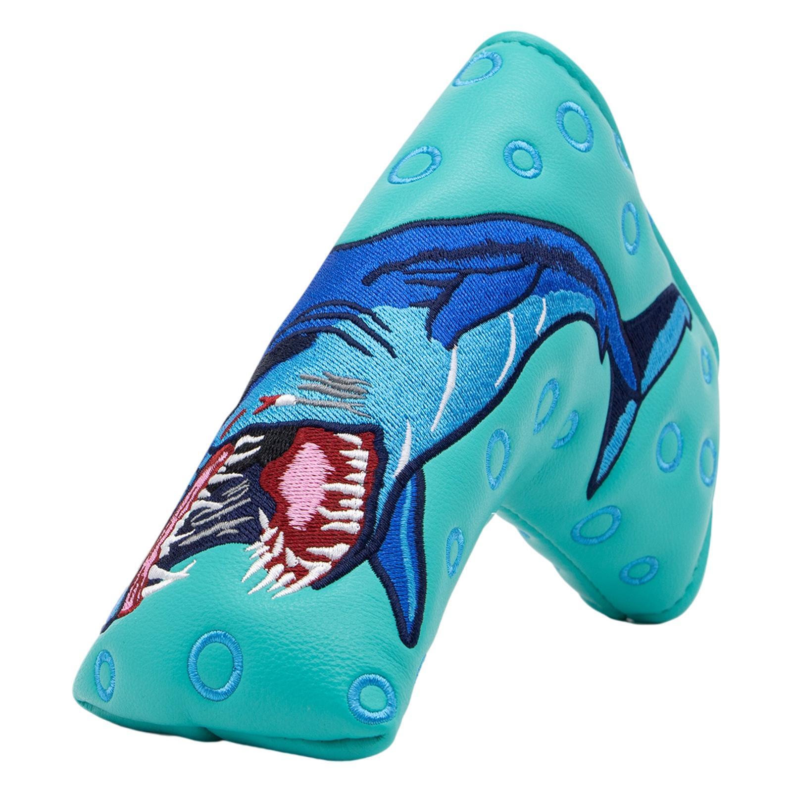 Durable PU Leather Golf Club Headcover Shark Pattern Blade Putter Protector Head Cover Accessories
