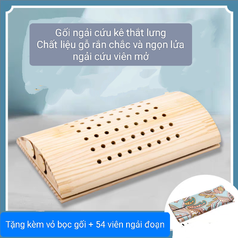 Gối gỗ xông ngải cứu thắt lưng/ gối gỗ ngải cứu kê cổ xông hơ cứu ngải giảm đau.Gối gỗ cứu ngải nâng đỡ cột sống cổ, thắt lưng, kê chân