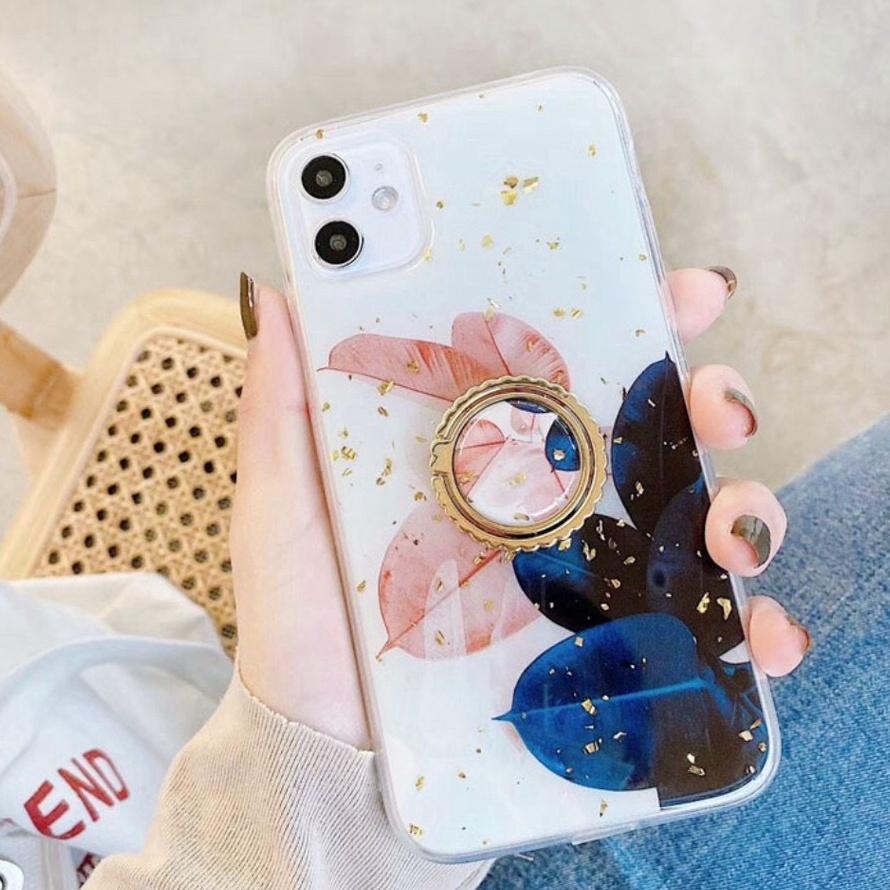 Ốp Hoa Hồng Kim Tuyến Kèm Ring Dành Cho ip 6p/7plus/8plus/x/xs/xs max