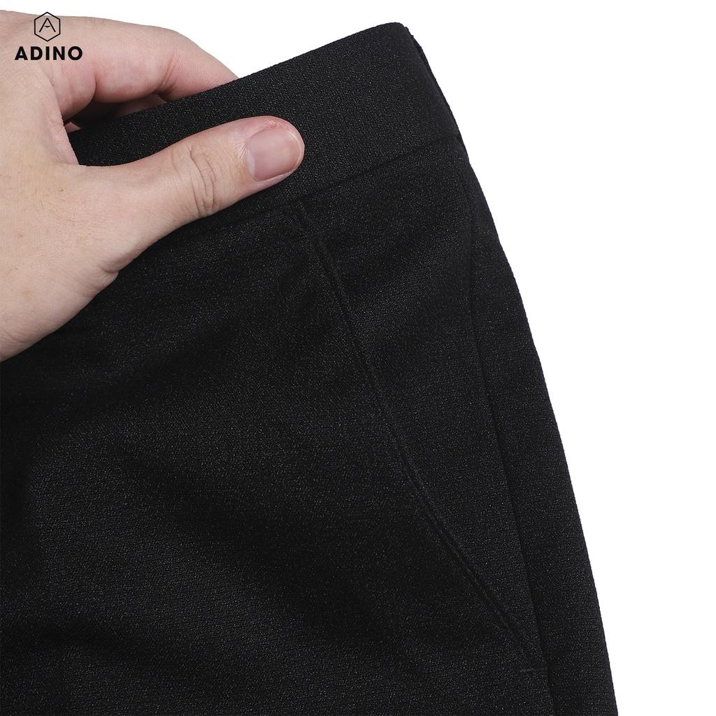 Quần âu nam màu đen sạn ADINO vải rayon polyester dày không bai xù dáng slimfit công sở ống đứng hơi côn QA143