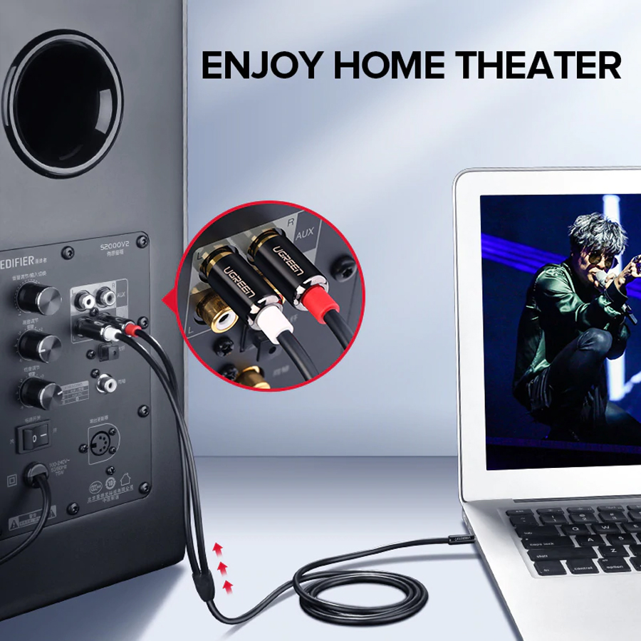 Cáp Audio 3.5mm to AV 2 đầu hoa sen dài 3M Ugreen 10590 vỏ nhôm - Hàng chính hãng