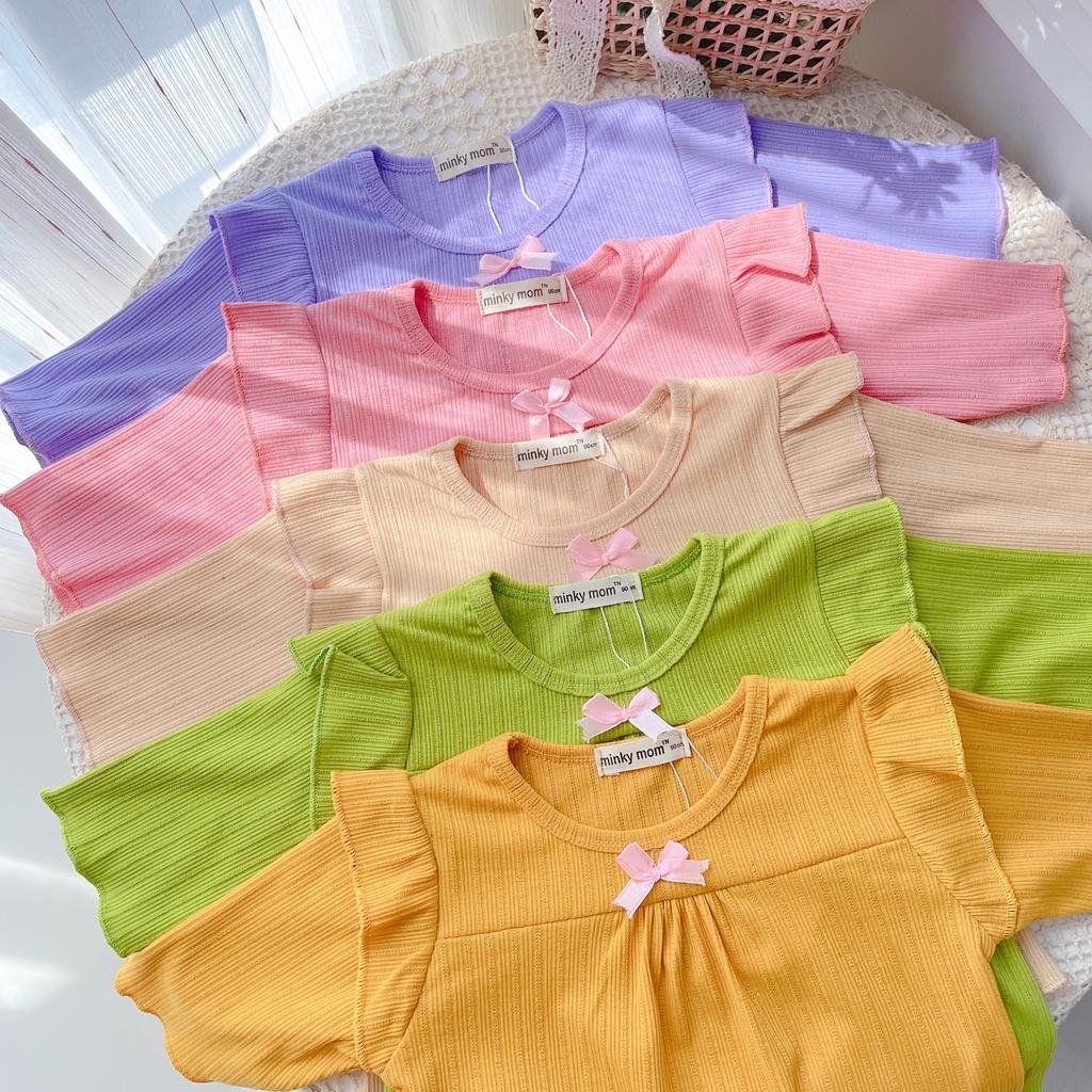 Bộ Tay Lửng Quần Lửng Thun Gân Mềm Mịn Minky Mom Cho Bé Gái Từ 7-19kg