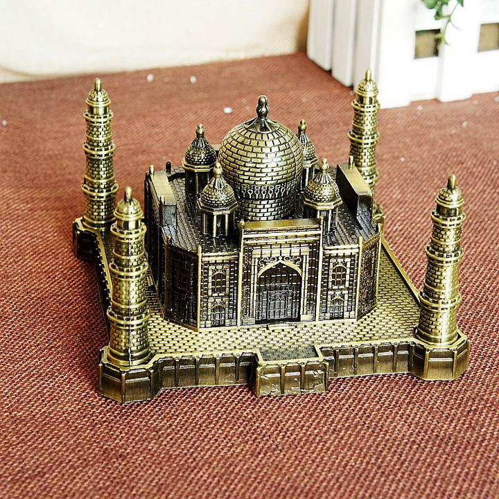 Mô hình lăng mộ Taj Mahah cao 6cm size trung màu vàng rêu