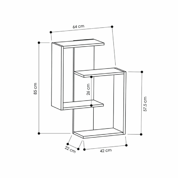 Giá Sách Treo Tường Hình Chữ S (64cm x 22cm x 85cm)