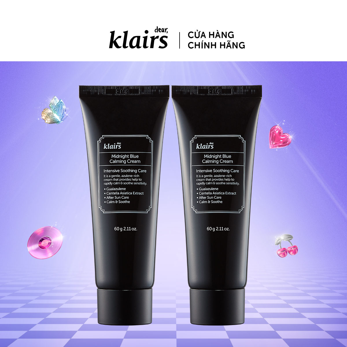 Combo 2 Kem dưỡng da Dear, Klairs Midnight Blue Calming Cream 60ml