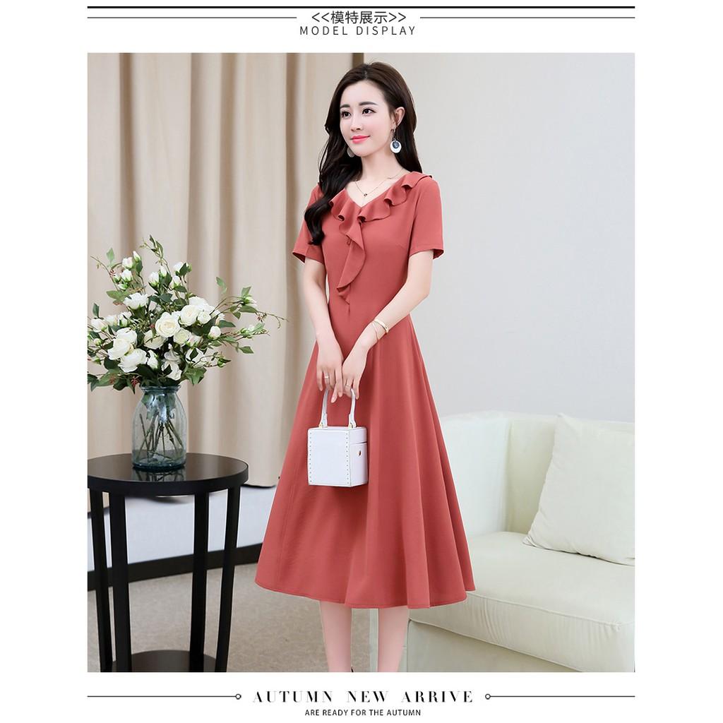 DRESS49-ĐẦM XÒE VIỀN BÈO TAY NGẮN S-6XL