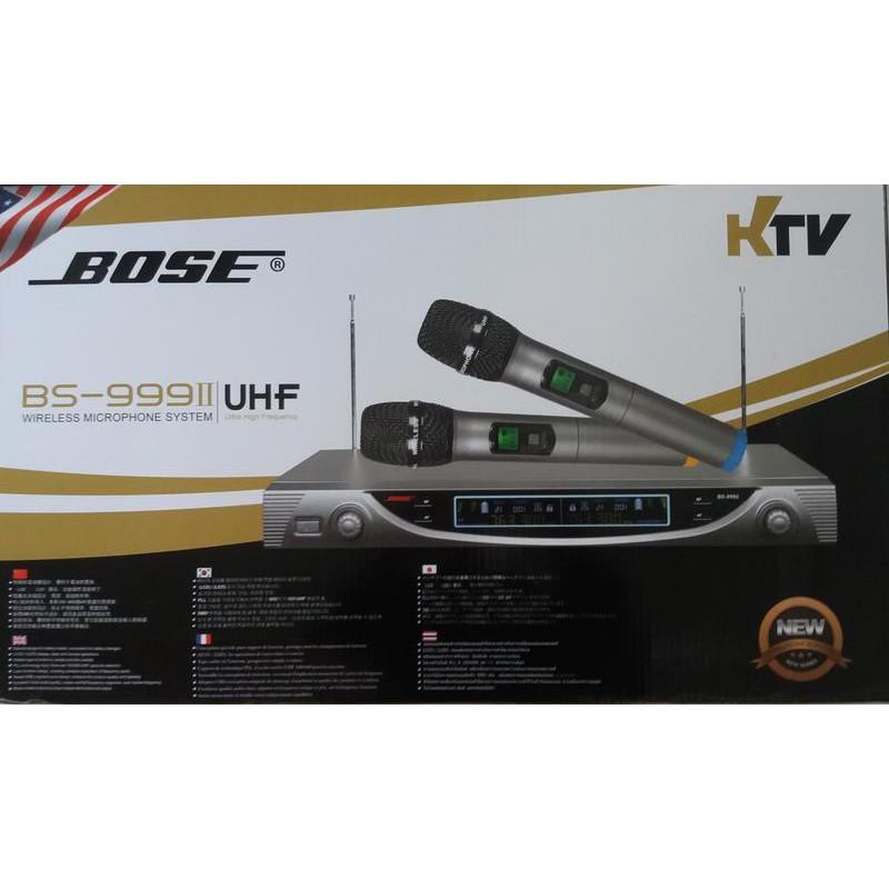 Bộ Mic không dây Bo se BS 999II dùng cho dàn Karaoke gia đình, đầu thu và 2 mic