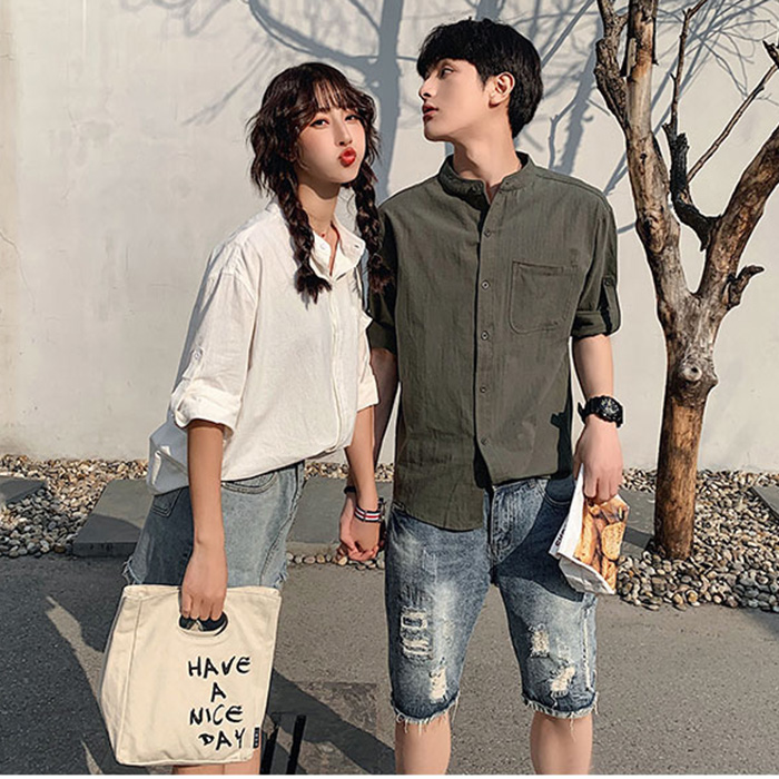 Áo sơ mi cổ tầu tay lỡ chất đũi unisex trẻ trung ArcticHunter, thời trang thương hiệu chính hãng