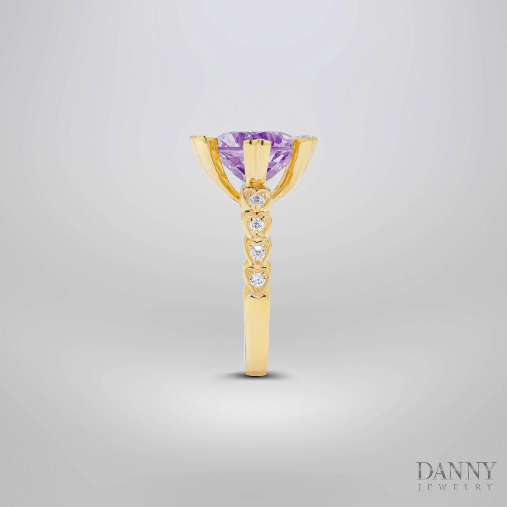 Nhẫn Nữ Danny Jewelry Bạc 925 Xi Rhodium/Vàng 18k Đính Đá Amethyst/Lemon Quartz/Smoky Quartz N0016LE/SM/AM