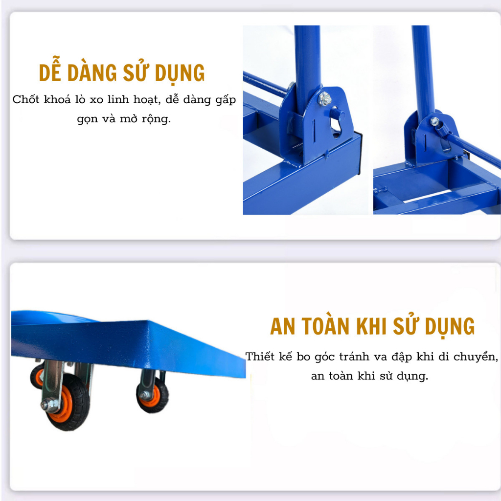 Xe Đẩy Hàng Trọng Tải Lớn 300kg Chất Lượng Cao Chữ V Màu Xanh