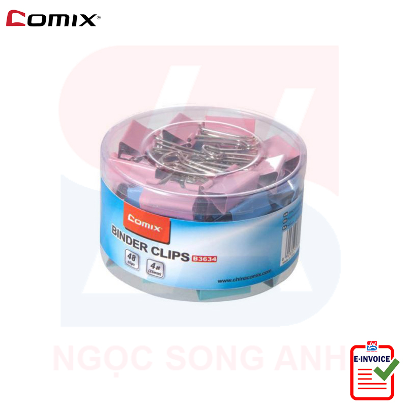 Kẹp bướm nhiều màu Comix 15mm B3636 - 19mm B3635 - 25mm B3634 - 32mm B3633 - 41mm B3632 - 51mm B3631