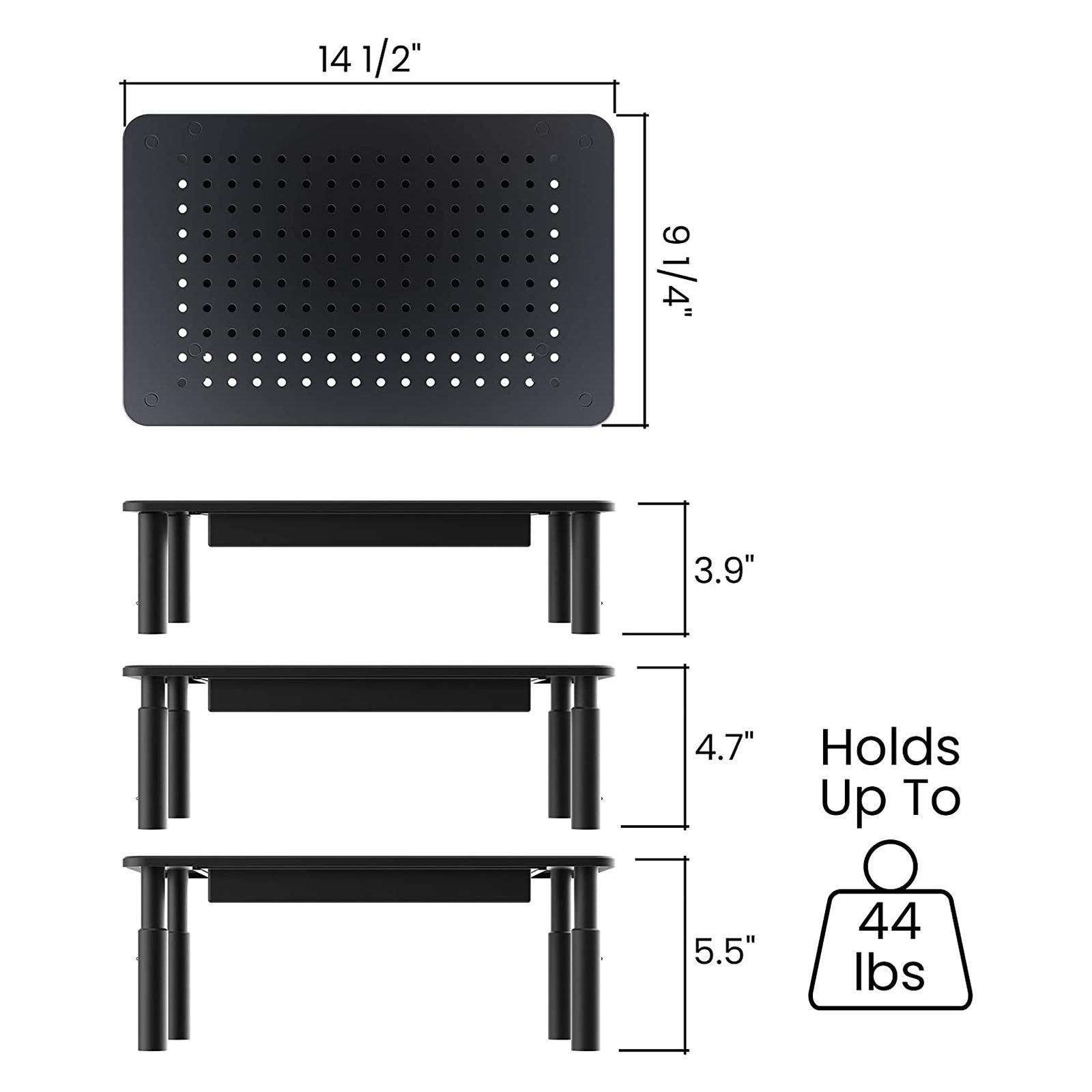 Portable Monitor Stand with Drawer Laptop Riser Shelf Sturdy Height Adjustable Computer Monitor Riser