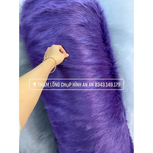 Thảm Lông Trải Bàn - Màu Tím Than Lông Dài