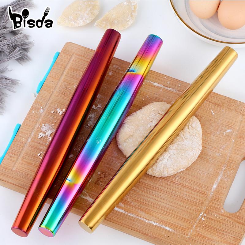 1 Đồng Hồ Thép Không Gỉ Cán Đồ Dùng Nhà Bếp Bột Con Lăn Nướng Bánh Pizza Mì Bánh Quy Bánh Bao Làm Nướng Bánh Chống Dính dụng Cụ