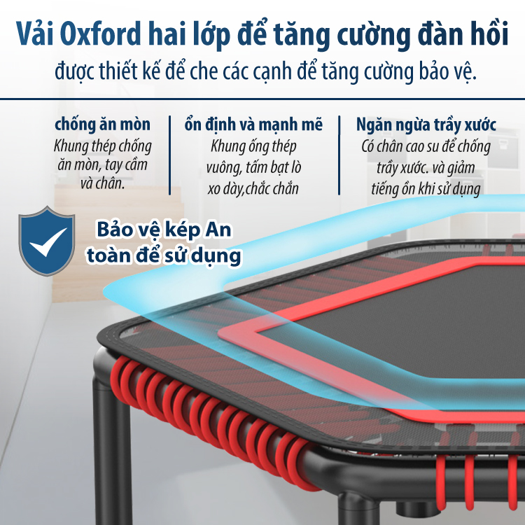 BG Sàn nhún, Đệm bật nhún cao cấp có tay cầm 50INCH Trampoline dành cho mọi lứa tuổi