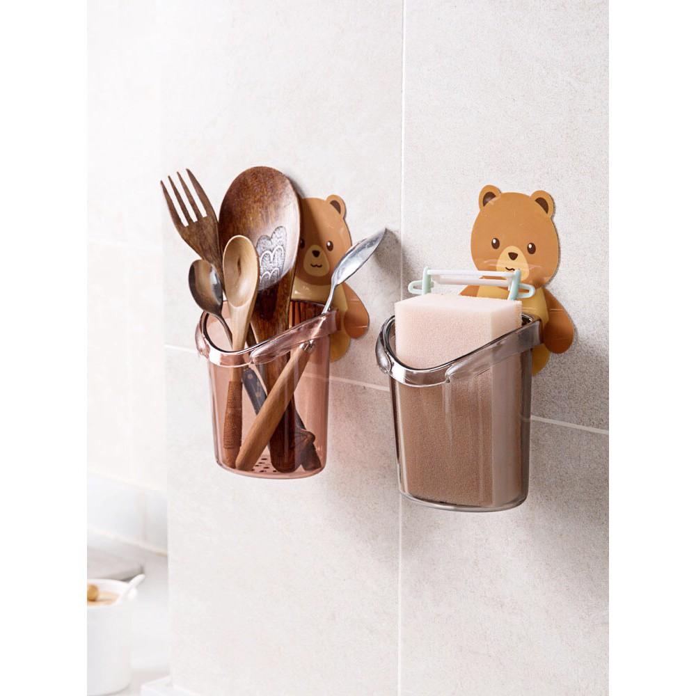 Cốc gấu đựng bàn chải kem đánh răng, Cốc gấu dán tường siêu dính