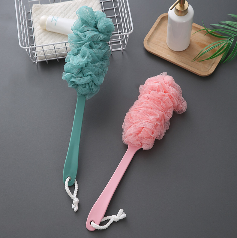 Bàn chải lọ lưng cán dài kèm bông tắm tiện dụng