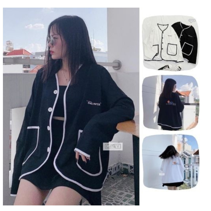 Áo Khoác Cardigan, Sweater, Jacket END PAYCE Nữ Nam Chất Nỉ Unisex Form Rộng Ulzzang 2 Túi Viền Phối Đen Trắng, Áo khoác Cardigan END PAYCE Unisex - Áo khoác nữ Nỉ thun da cá Ulzzang, Áo Khoác Cardigan Ulzzang form thụng