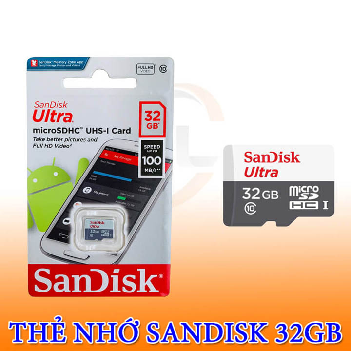 Thẻ nhớ SDHC Sandisk Ultra 32GB tốc độ 100MB/s UHS-I hàng chính hãng