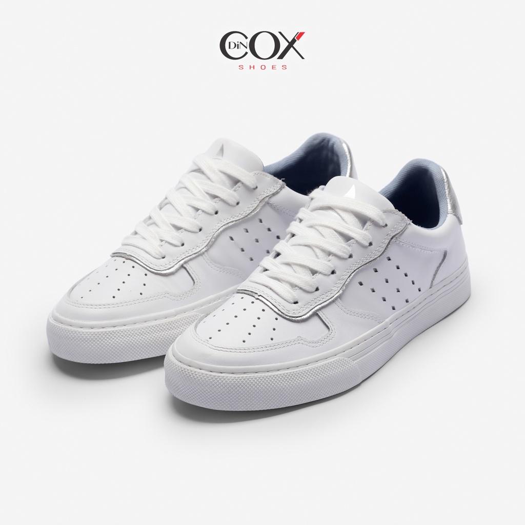 Giày Sneaker Nữ Da Bò Thật Sang Trọng DINCOX E03 White Silver Chính Hãng