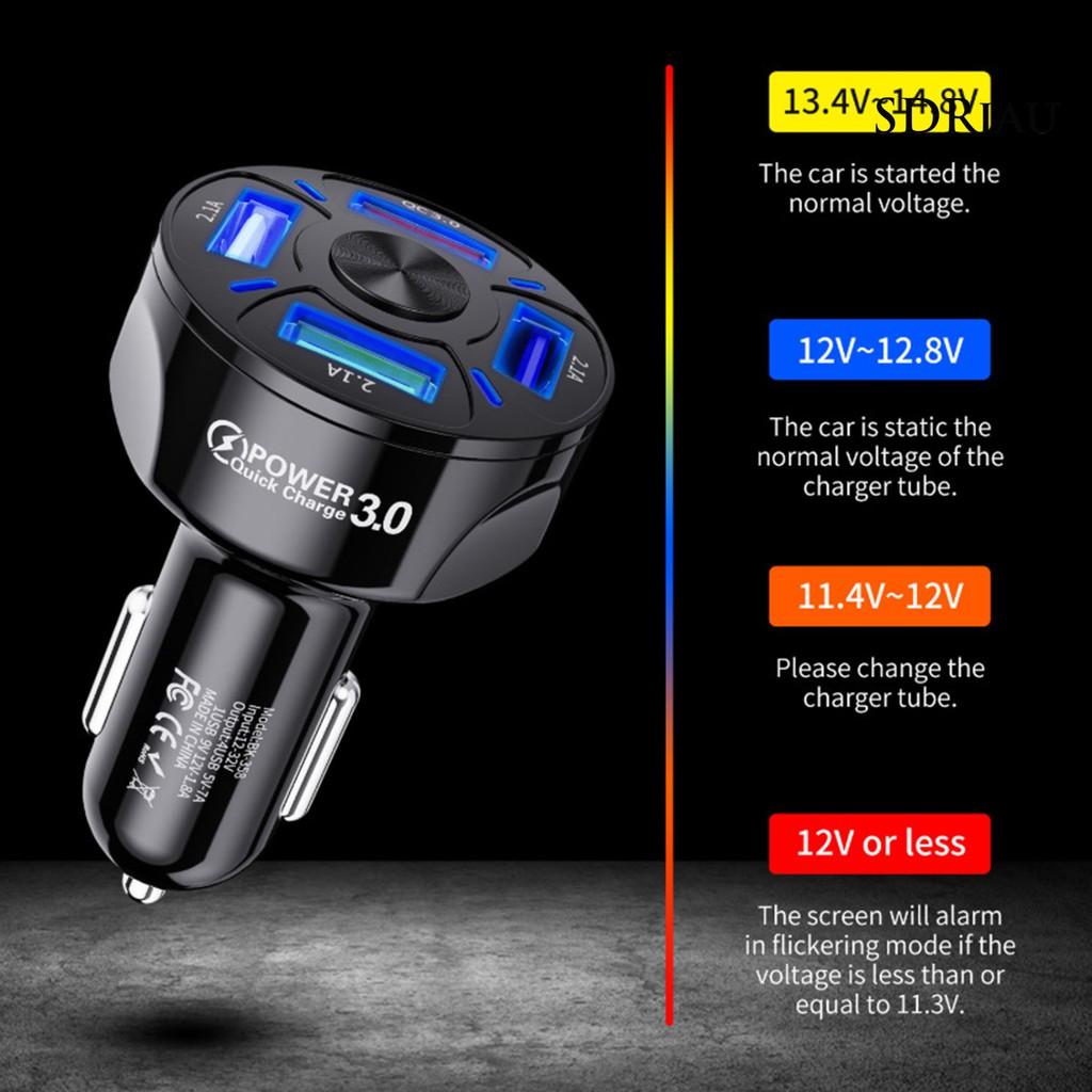 Tẩu Sạc Nhanh Xe Hơi QCDZ 4 Cổng USB 3.0 Tiện Dụng Cho Điện Thoại Di Động